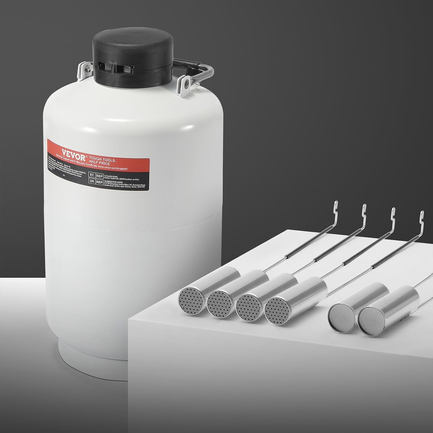 image:imageVEVOR Liquid Nitrogen Tank 30 L Aluminum Alloy Liquid Nitrogen Container LN2 Tank Dewar with 6 Canisters and Carry Bag with Straps Cryogenic Tank for Beauty Industry Semen Preservation Scientific10LA