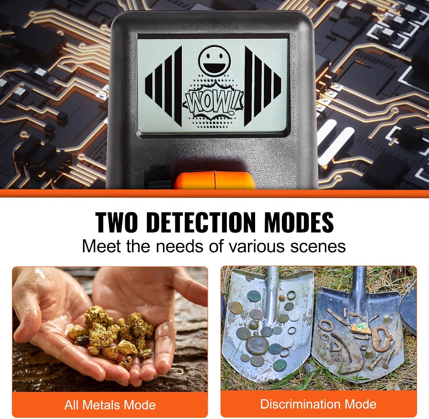image:imageVEVOR Metal Detector for Kids 6 Inch Waterproof Search Coil with LCD Display Adjustable 2636 Gold Detector Lightweight Carbon Fiber Stem for Junior amp Youth Detecting Gold Coin Treasure