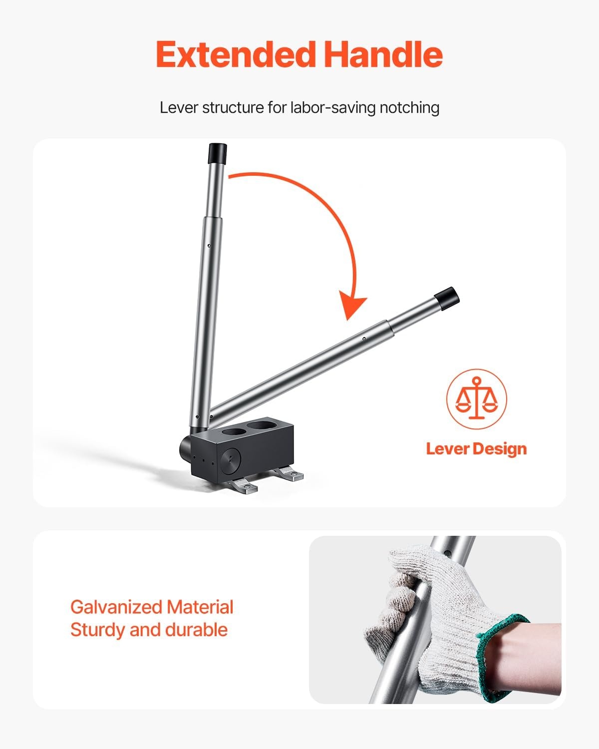 image:imageVEVOR Pipe Notcher Tubing Pipe Notcher for 152inch Pipes Steel Pipe and Tube Notcher with Long Handle for Auto Repair Construction Metalworking Support HorizontalVertical Operation