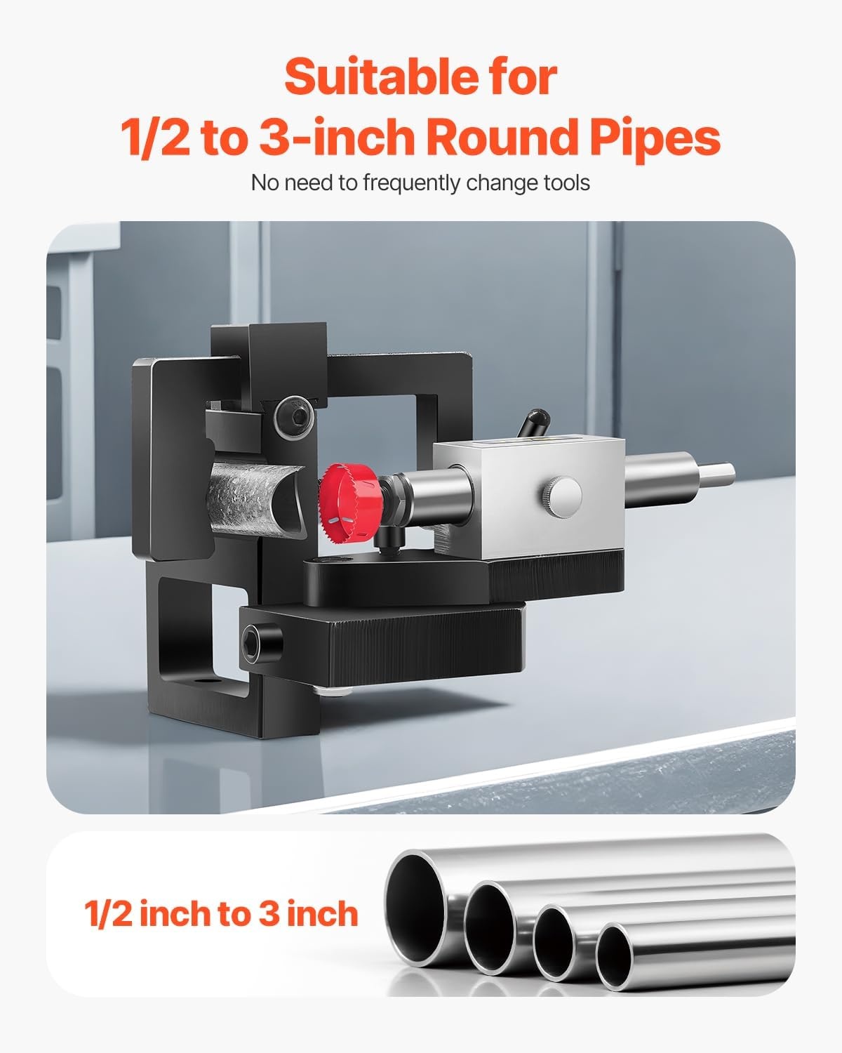 image:imageVEVOR Pipe Tube Notcher 12 to 3inch Tubing Notcher with 0 to 50 Adjustable Angle Pipe and Tube Notching Tool for Repair Shops Home Projects Metalworking