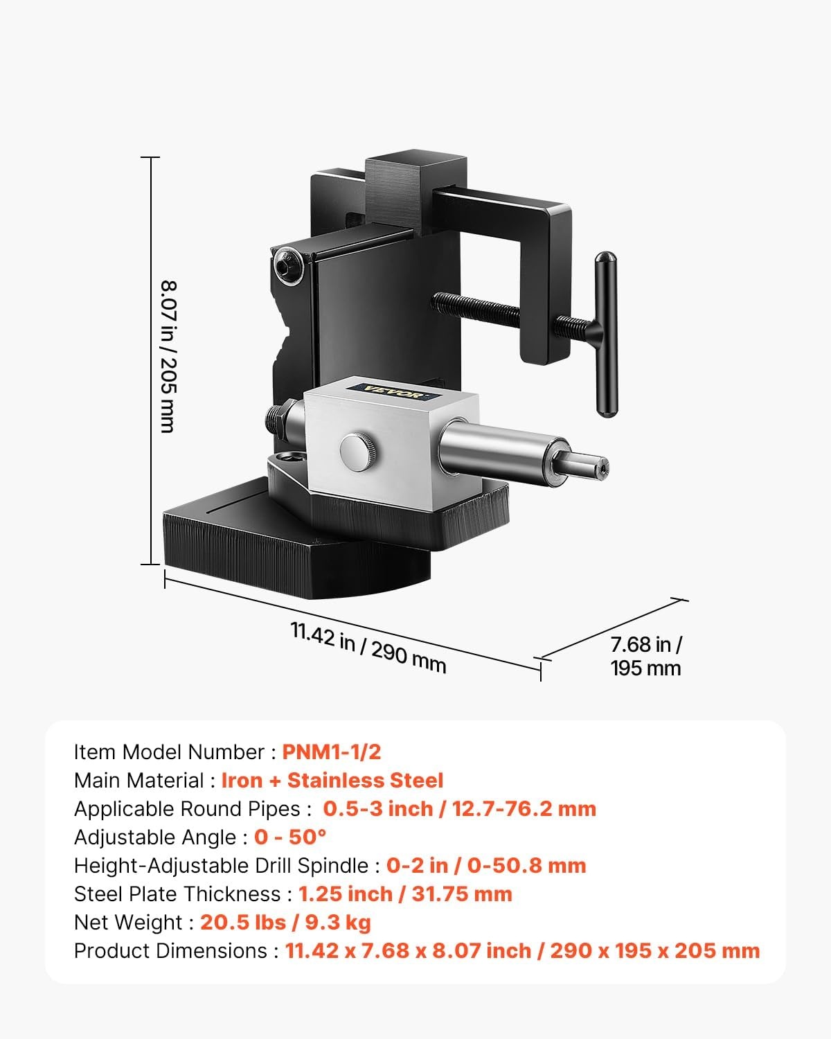 image:imageVEVOR Pipe Tube Notcher 12 to 3inch Tubing Notcher with 0 to 50 Adjustable Angle Pipe and Tube Notching Tool for Repair Shops Home Projects Metalworking