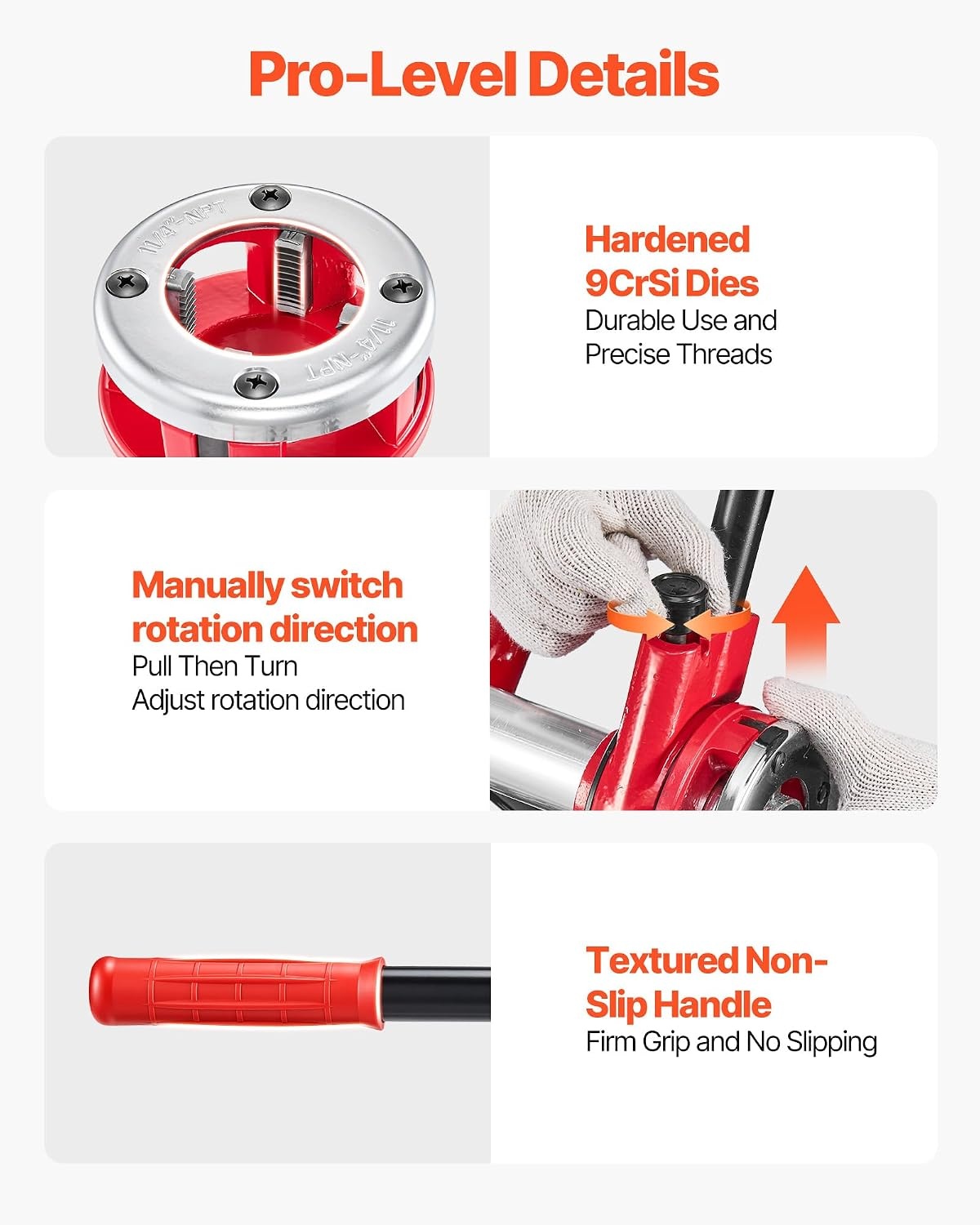image:imageVEVOR Ratchet Pipe Threader Kit with 3 Dies 12 NPT 34 NPT 1 NPT Ratcheting Pipe Threading Tool Portable Pipe Threader Set with Storage Case for Plumbing Installation and Repair38 2