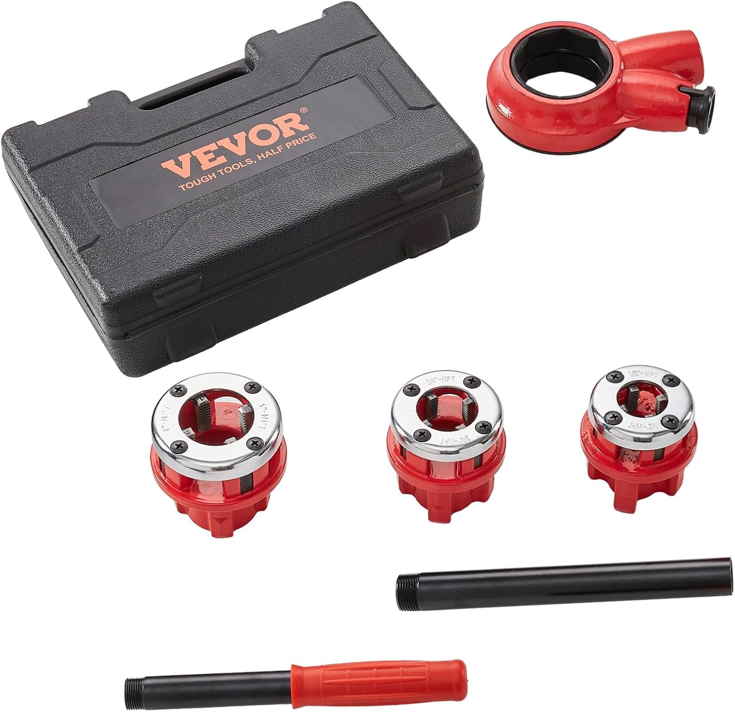 image:imageVEVOR Ratchet Pipe Threader Kit with 3 Dies 12 NPT 34 NPT 1 NPT Ratcheting Pipe Threading Tool Portable Pipe Threader Set with Storage Case for Plumbing Installation and Repair12 1