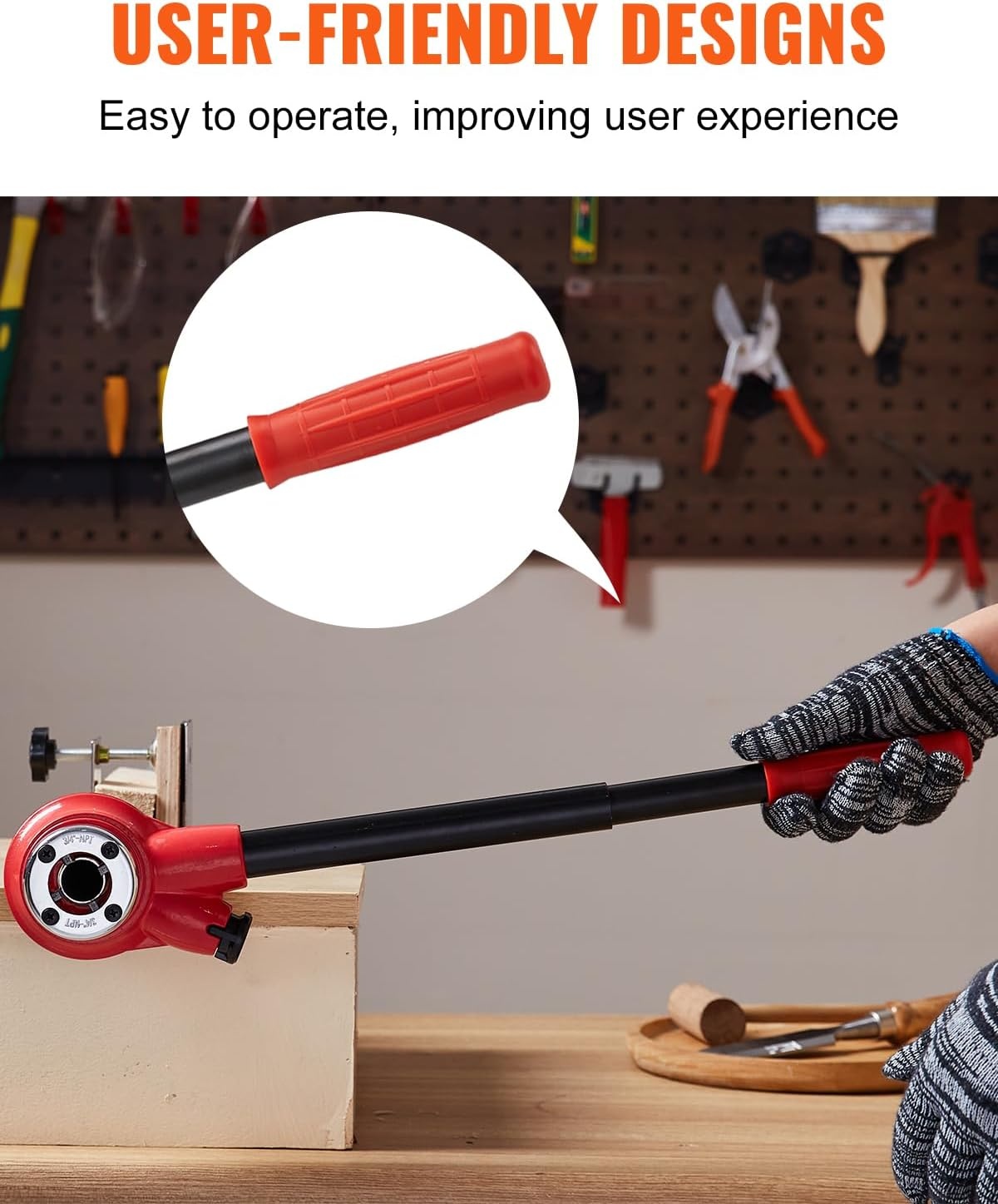 image:imageVEVOR Ratchet Pipe Threader Kit with 3 Dies 12 NPT 34 NPT 1 NPT Ratcheting Pipe Threading Tool Portable Pipe Threader Set with Storage Case for Plumbing Installation and Repair12 1