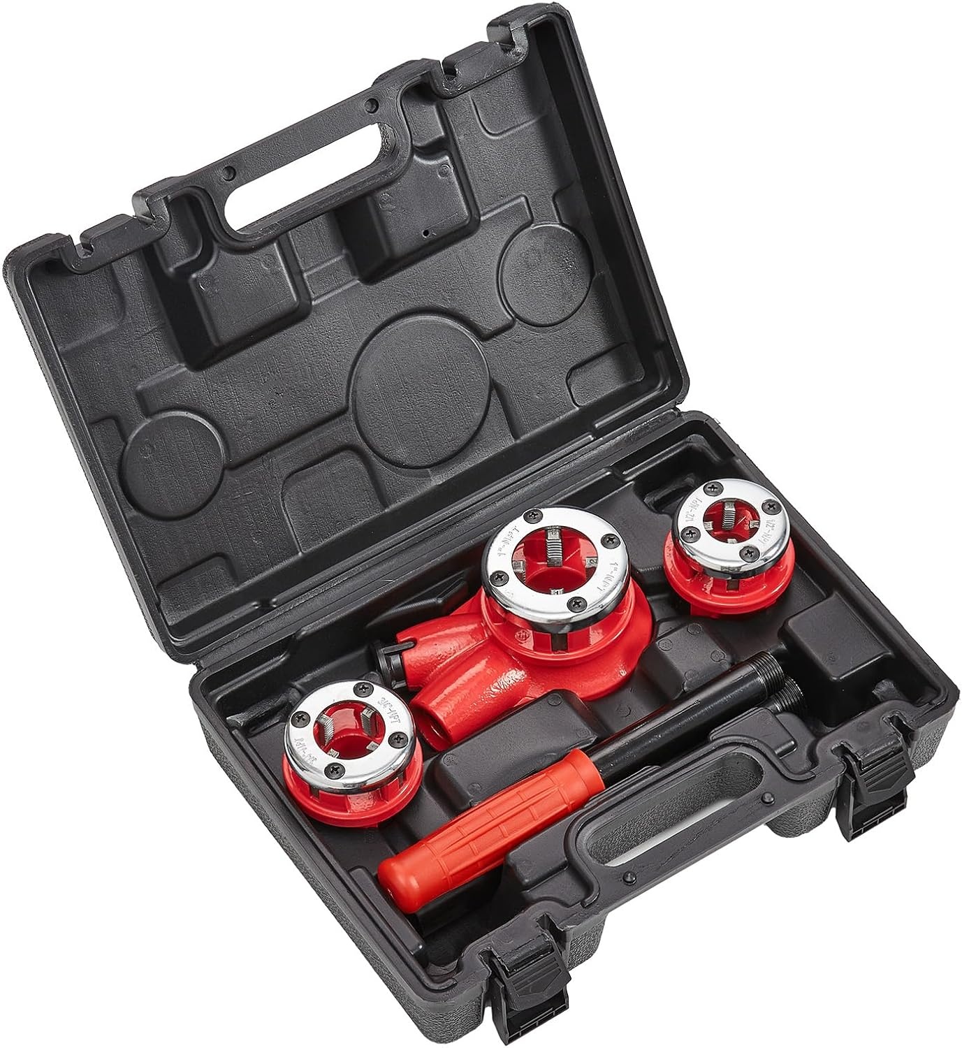 image:imageVEVOR Ratchet Pipe Threader Kit with 3 Dies 12 NPT 34 NPT 1 NPT Ratcheting Pipe Threading Tool Portable Pipe Threader Set with Storage Case for Plumbing Installation and Repair12 1