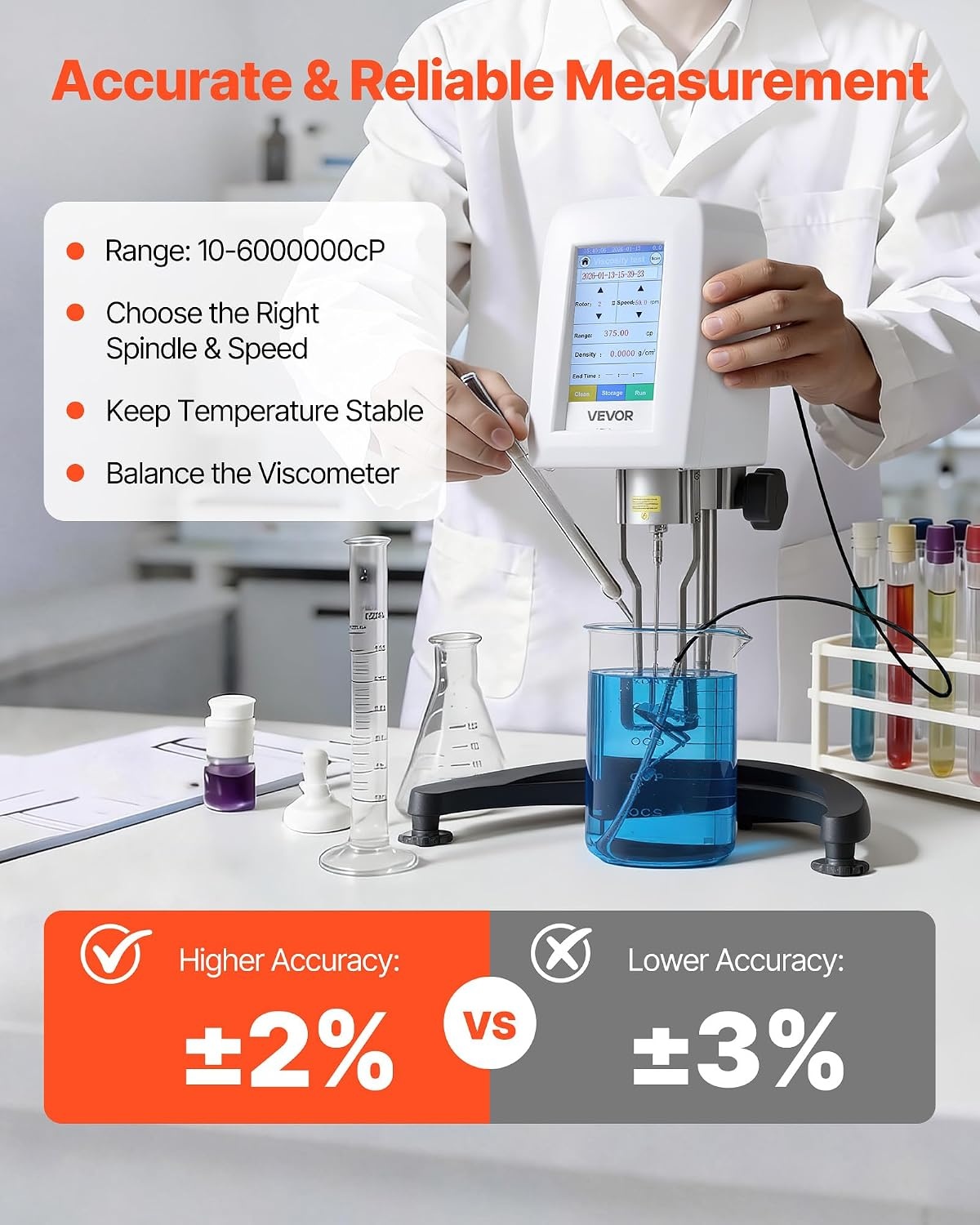 image:imageVEVOR Rotary Viscometer Rotor 180 cP 0 Viscometer Spindle Stainless Steel with Storage Case for NDJ5S NDJ8S SNB2T and LVDV2T Laboratory Digital Rotary Viscosity Meters for Low ViscosityWhiteSilver