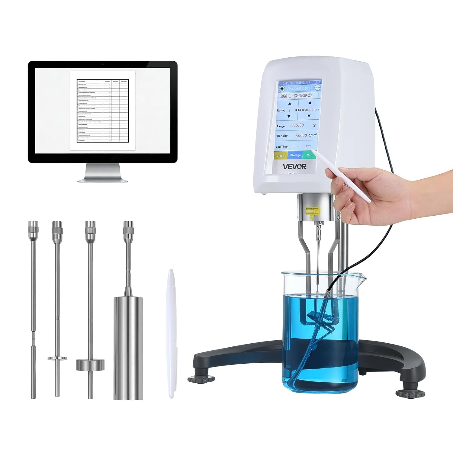 image:imageVEVOR Rotary Viscometer Rotor 180 cP 0 Viscometer Spindle Stainless Steel with Storage Case for NDJ5S NDJ8S SNB2T and LVDV2T Laboratory Digital Rotary Viscosity Meters for Low ViscosityWhiteSilver