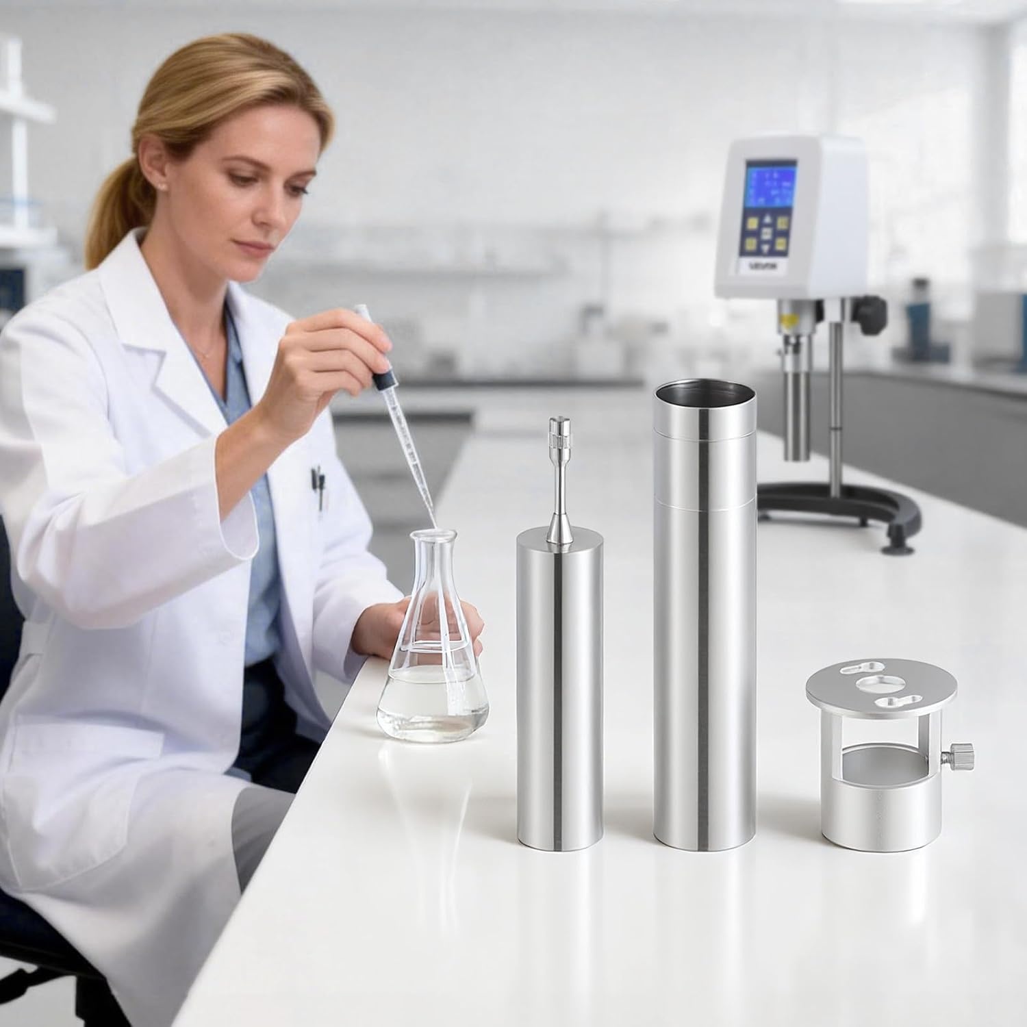 image:imageVEVOR Rotary Viscometer Rotor 180 cP 0 Viscometer Spindle Stainless Steel with Storage Case for NDJ5S NDJ8S SNB2T and LVDV2T Laboratory Digital Rotary Viscosity Meters for Low ViscosityRotor