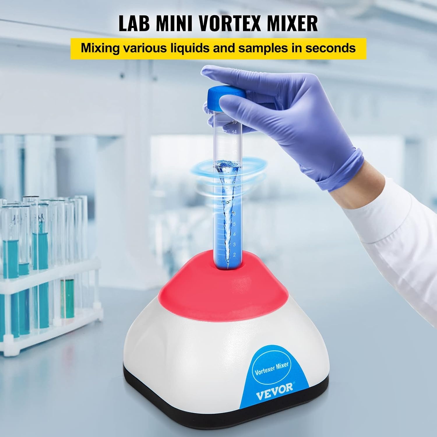 image:imageVEVOR Vortex Mixer 3000RPM Mini Vortex Mixer Shaker Touch Function Scientific Lab Vortex Shaker Mix Up to 50ML 6mm Orbital Diameter for Test Tube Nail Polish Eyelash Adhesives PaintPink