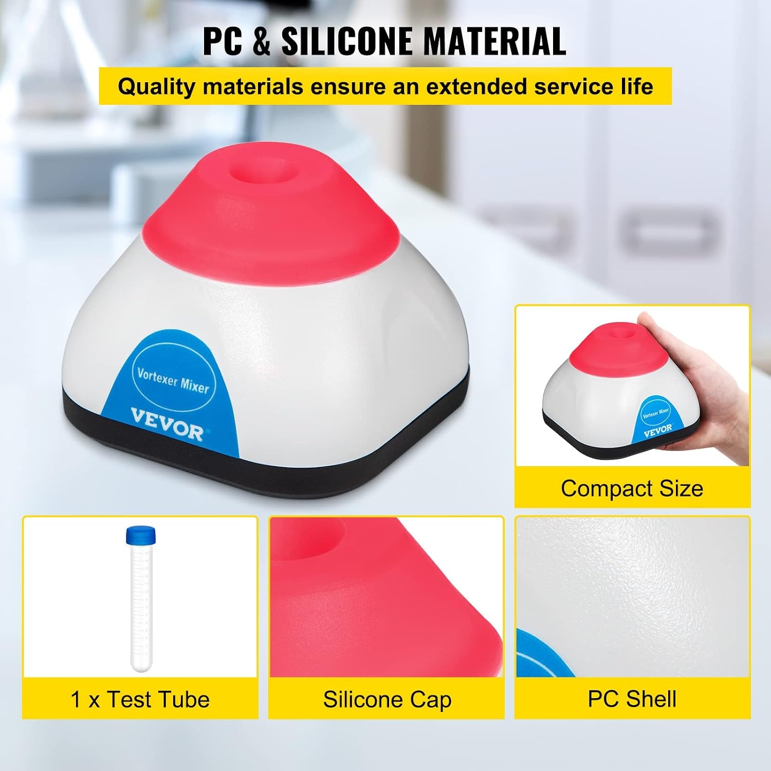image:imageVEVOR Vortex Mixer 3000RPM Mini Vortex Mixer Shaker Touch Function Scientific Lab Vortex Shaker Mix Up to 50ML 6mm Orbital Diameter for Test Tube Nail Polish Eyelash Adhesives PaintPink