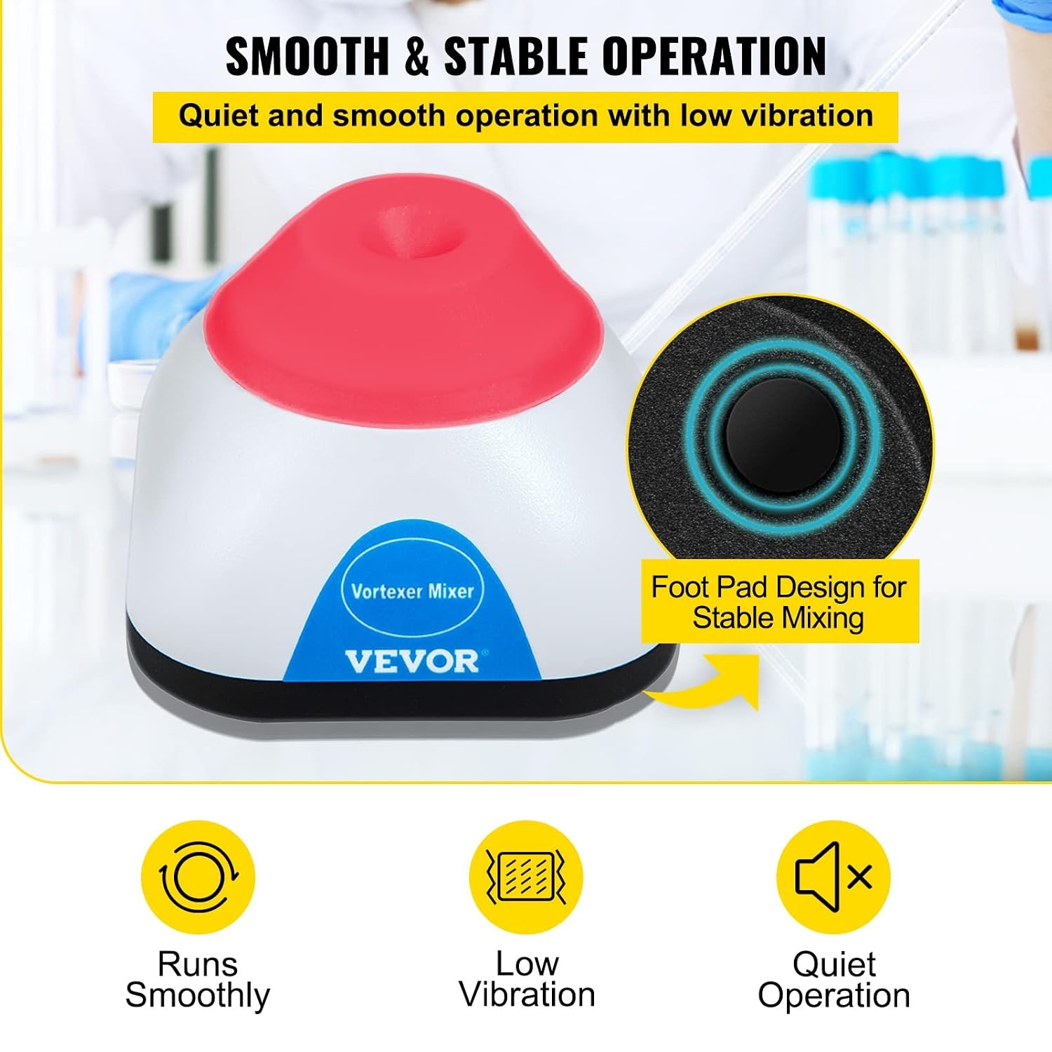 image:imageVEVOR Vortex Mixer 3000RPM Mini Vortex Mixer Shaker Touch Function Scientific Lab Vortex Shaker Mix Up to 50ML 6mm Orbital Diameter for Test Tube Nail Polish Eyelash Adhesives PaintPink