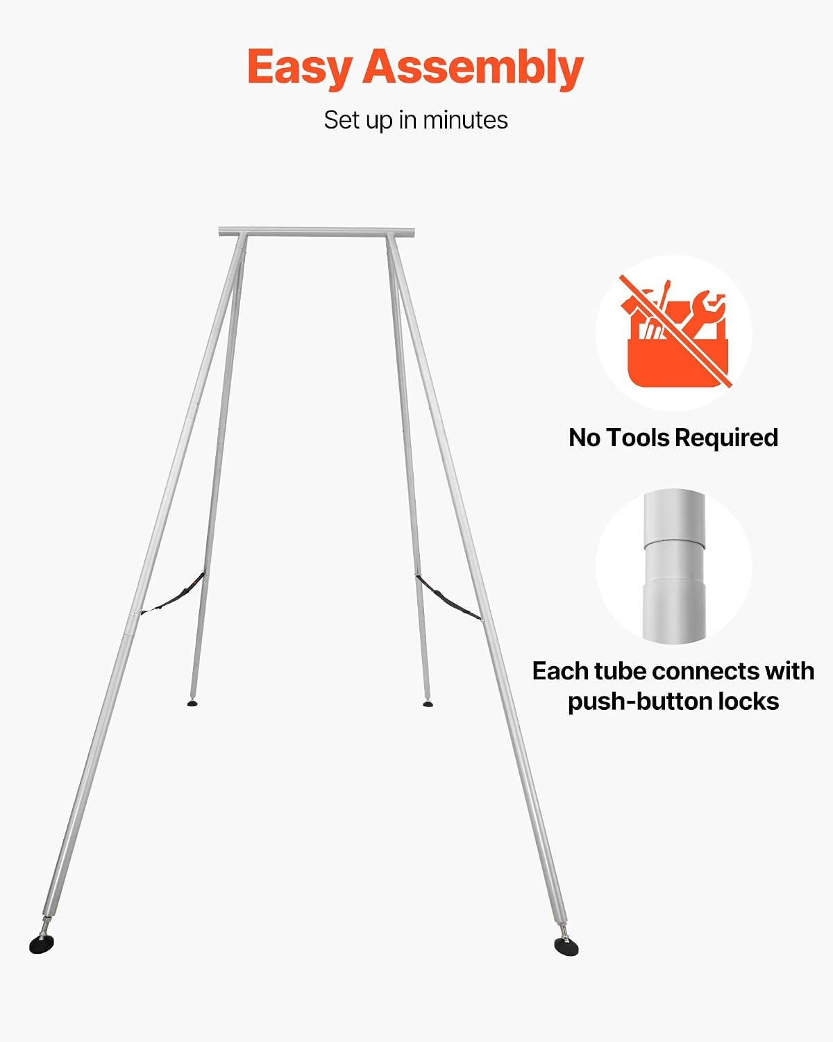 image:imageVEVOR Yoga Stand Frame 96 ft Aerial Silk Swing Stand Max 5512 lbs Load Capacity Triangular Structure with NonSlip Base amp EVA Foam 4Level Horizontal amp 6Level Vertical Adjustment Detachable Frame with 66Yard Yoga HammockSilverBlackSilverFrame