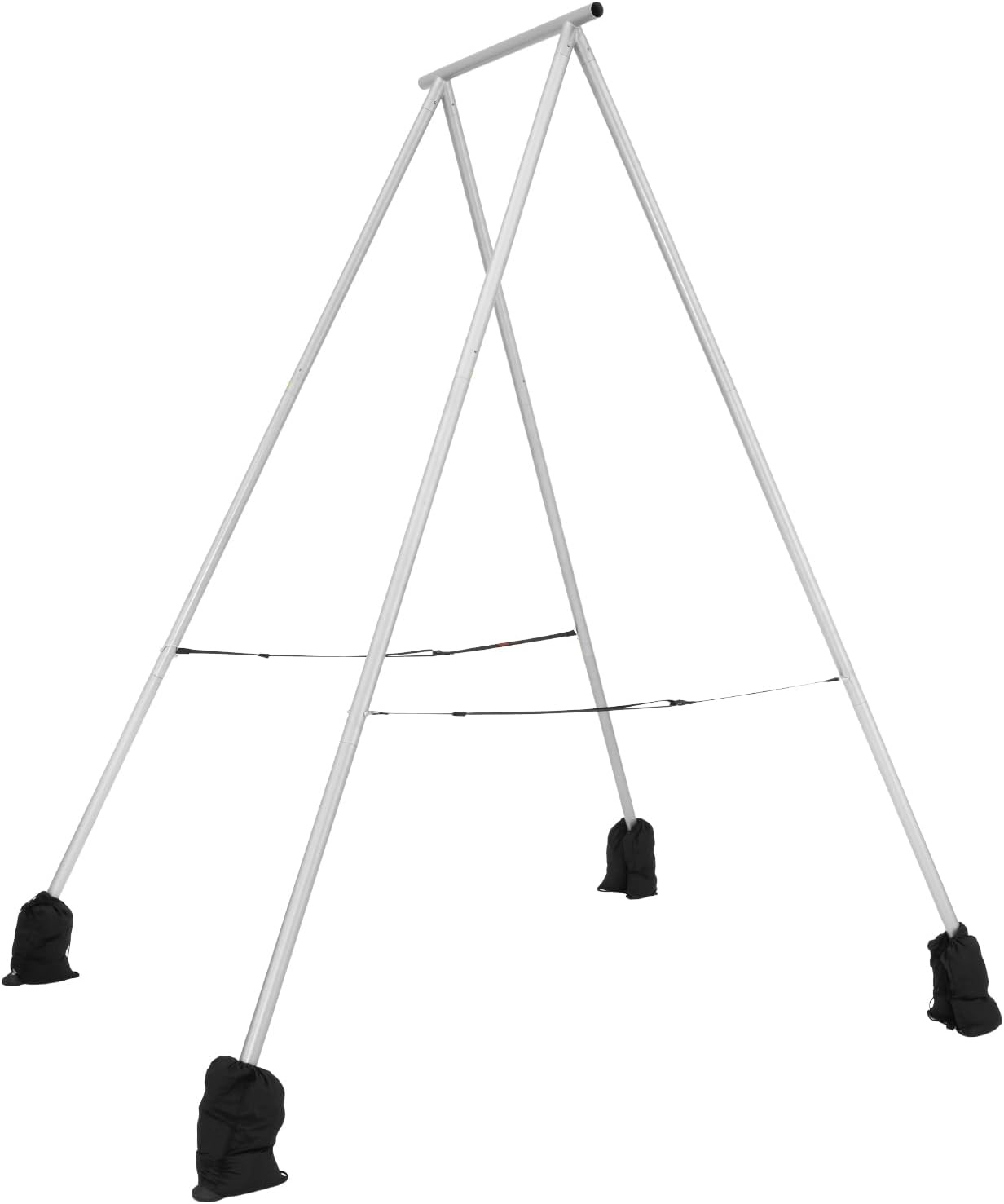 image:imageVEVOR Yoga Stand Frame 96 ft Aerial Silk Swing Stand Max 5512 lbs Load Capacity Triangular Structure with NonSlip Base amp EVA Foam 4Level Horizontal amp 6Level Vertical Adjustment Detachable Frame with 66Yard Yoga HammockSilverBlackSilverFrame