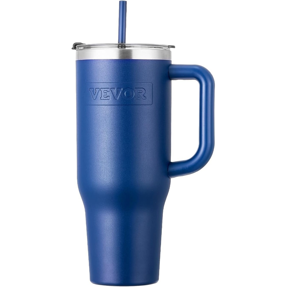 image:imageVEVOR 40 oz Insulated Water Bottle Stainless Steel Sports Coffee Cup with Lid Handheld Travel Coffee Mug Double Walled Camping Hydration Flask Leakproof for IndoorOutdoor School Work BlueBlue