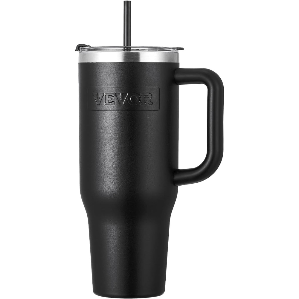 image:imageVEVOR 40 oz Insulated Water Bottle Stainless Steel Sports Coffee Cup with Lid Handheld Travel Coffee Mug Double Walled Camping Hydration Flask Leakproof for IndoorOutdoor School Work BlueBlack