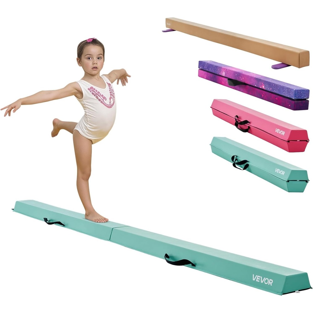 image:imageVEVOR 8FT Balance Beam for Kids 200350LBS Stable Support Gymnastics Floor Beam with NonSlip Mat WoodCoreEVA Gymnastics Training Equipment with AntiSlip Bottom amp Carry Bag for Home GymGreen