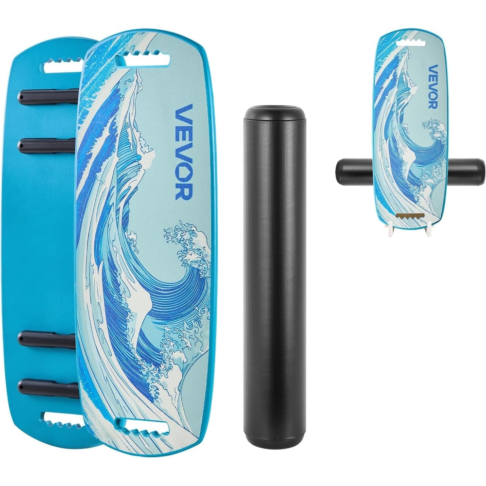 image:imageVEVOR Balance Board 2in1 Wobble Board Trainer for Adults Premium Wooden Balance Training Equipment with Roller Magnetic Stoppers Storage Rack for Core Workouts Surf Trainer amp Physical Therapy30 inch