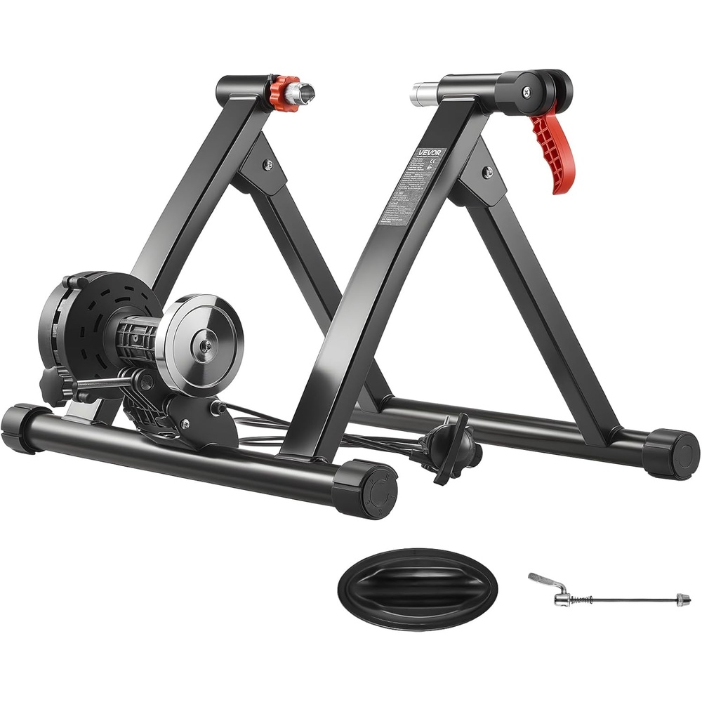 image:imageVEVOR Bike Trainer 6 Level Resistance 2629 in amp 700C Wheels Foldable Magnetic Bicycle Stationary Stand for Indoor Exercise Riding with Quick Release Skewer amp Front Wheel Riser Block for Road Bikes