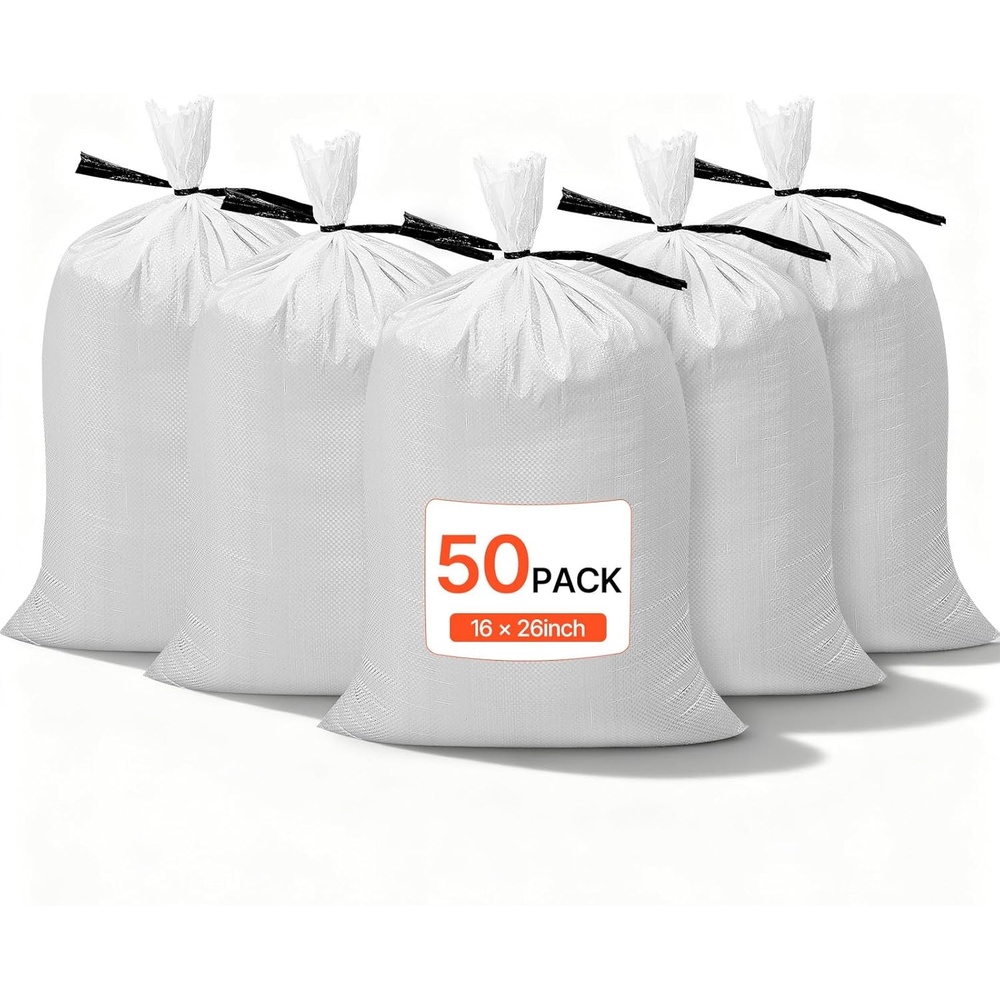 image:imageVEVOR Empty Sandbags 200 Packs 16 x 26 in Heavy Duty Sand Bags Sacks with Ties 50lb Capacity Woven Polypropylene Sandbags TearResistant amp UVResistant Sand Bags for Flood Protection Barrier50 PACK