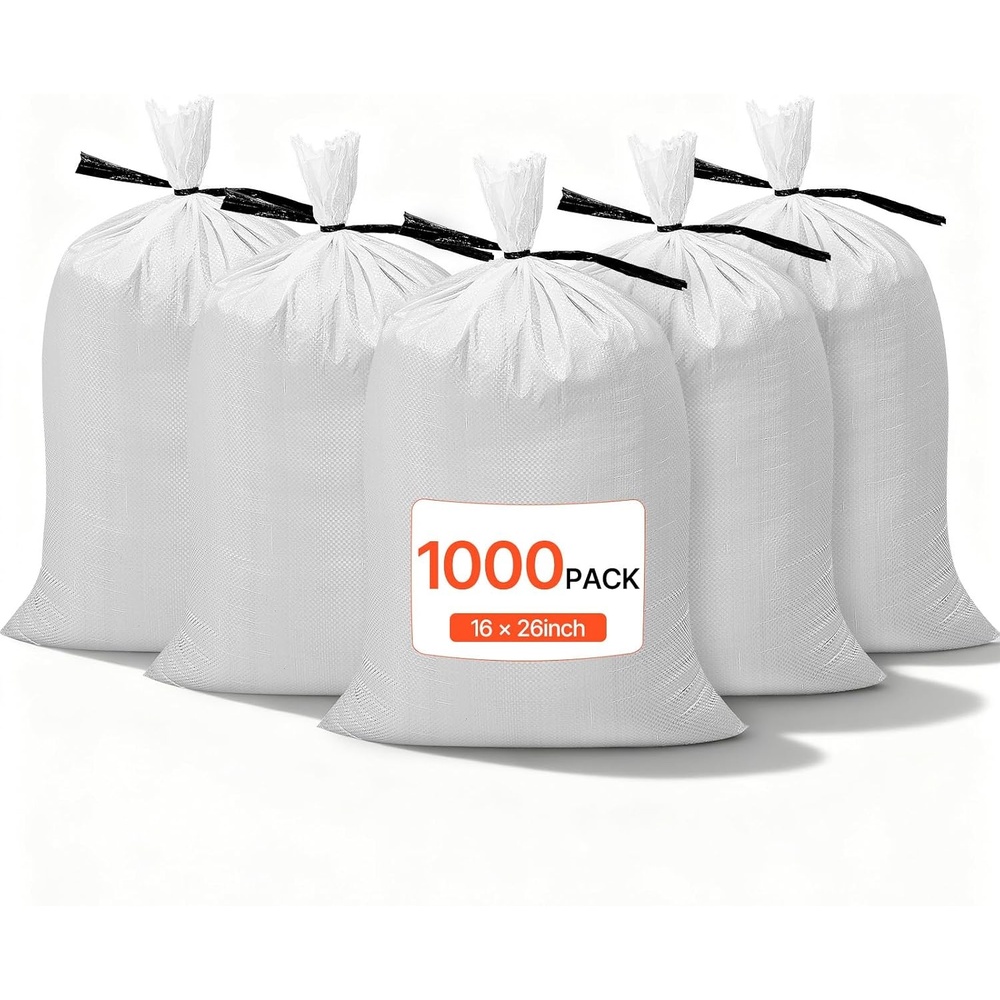 image:imageVEVOR Empty Sandbags 200 Packs 16 x 26 in Heavy Duty Sand Bags Sacks with Ties 50lb Capacity Woven Polypropylene Sandbags TearResistant amp UVResistant Sand Bags for Flood Protection Barrier1000 Pack