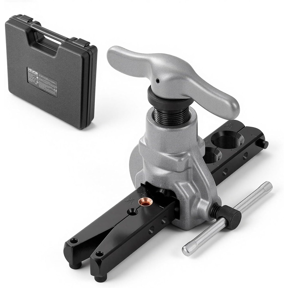 image:imageVEVOR Flaring Tool HVAC 45 Eccentric Single Flaring Tool for 1434 amp 619mm Copper Aluminum Tubes  with Metric amp SAE Clamps Tube Cutter amp Toolbox for Refrigeration Air Conditioner RepairSAE Sizes