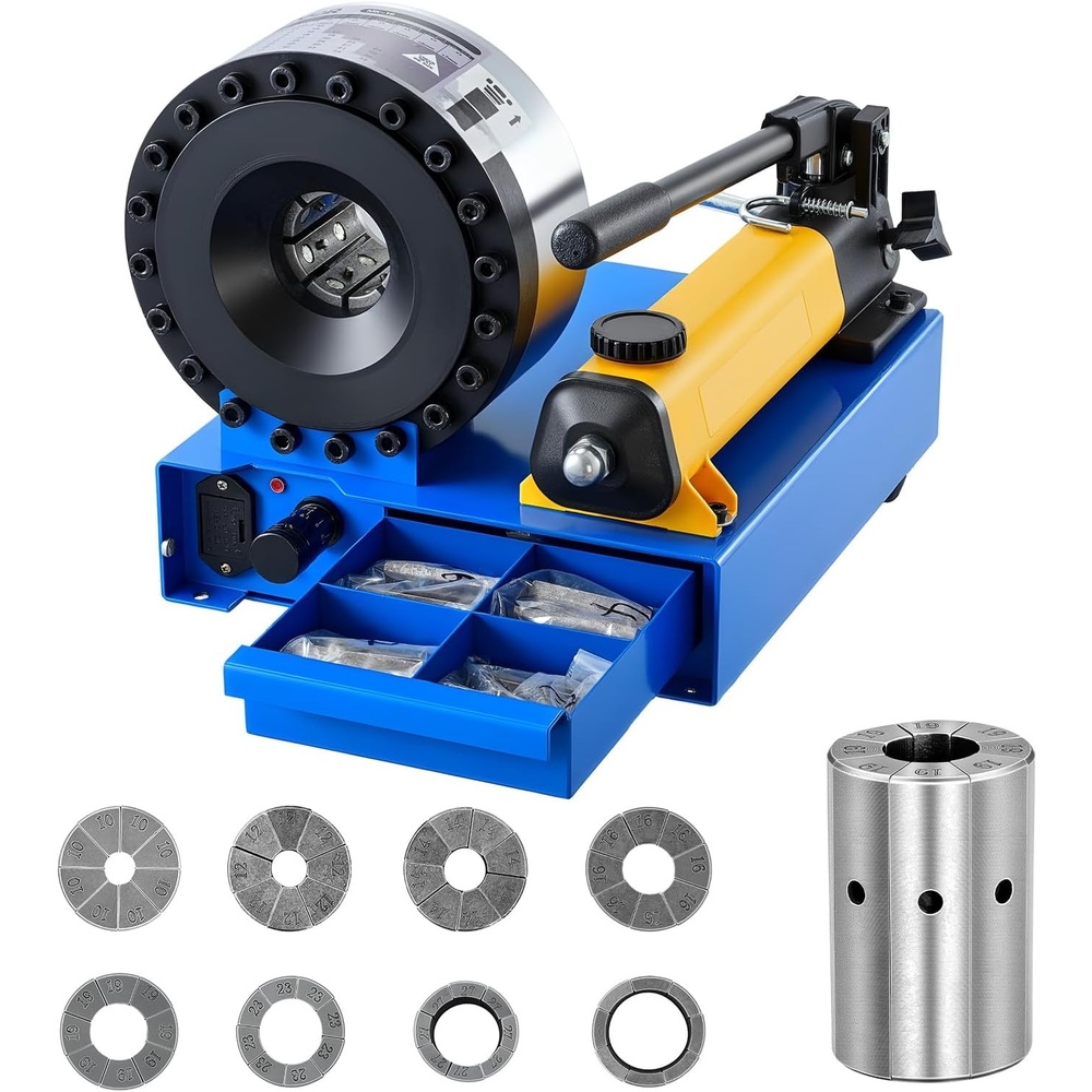 image:imageVEVOR High Pressure Hydraulic Hose Crimper Manual Hose Crimping Tool with 8 Dies amp 02411 Crimping Range Suitable for Low amp HighPressure Oil Pipes GasWaterAuto AC Hoses amp Cable Joints