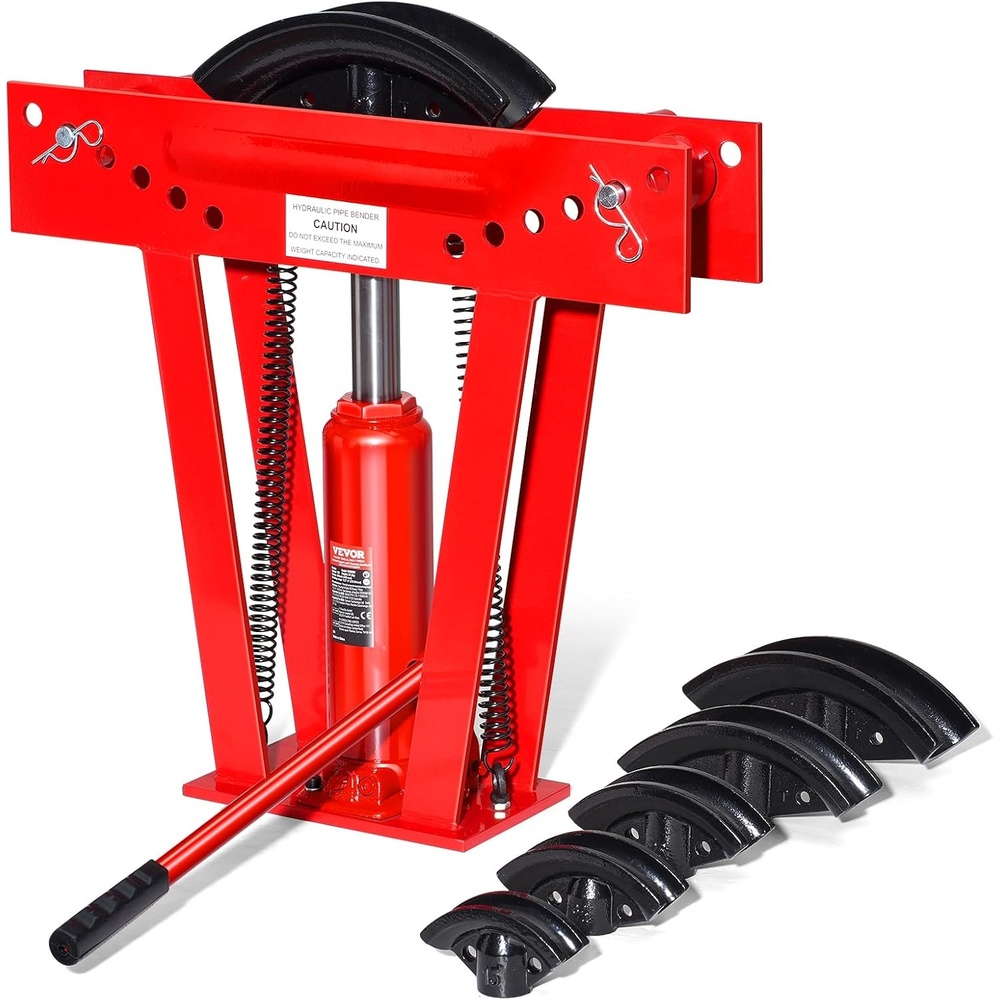 image:imageVEVOR Hydraulic Pipe Bender 12 Ton Manual Copper Exhaust Pipe Bending Machine with 6 Dies 12  2 and 90180 Adjustable Rollers HeavyDuty Pipe Tube Bender for Piping Railing Construction