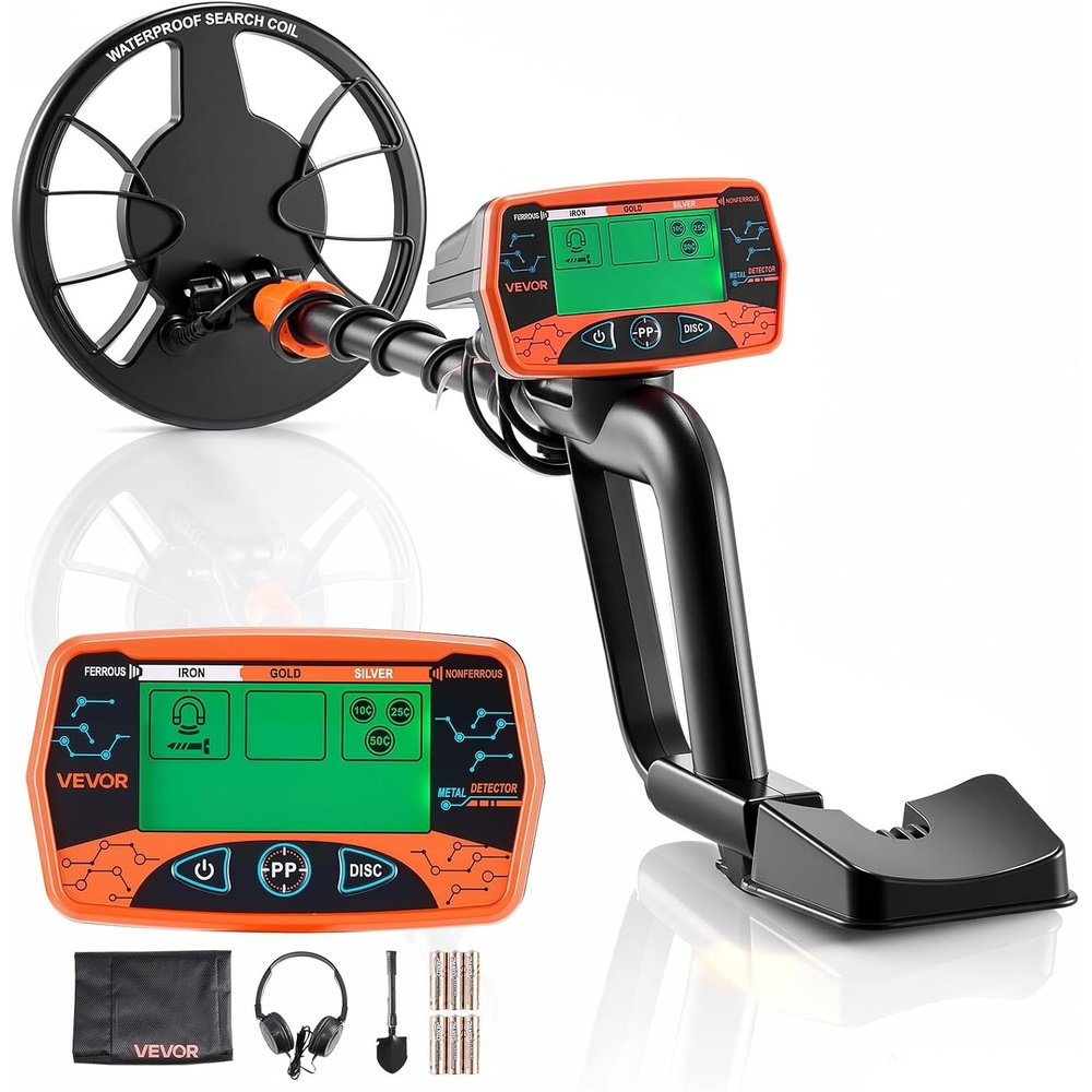 image:imageVEVOR Metal Detector for Adults amp Kids 8 Inch Waterproof Search Coil with High Accuracy Pointer Display Adjustable 3849 Gold Detector Lightweight Aluminum Stem for Detecting Gold TreasureNEW8inch