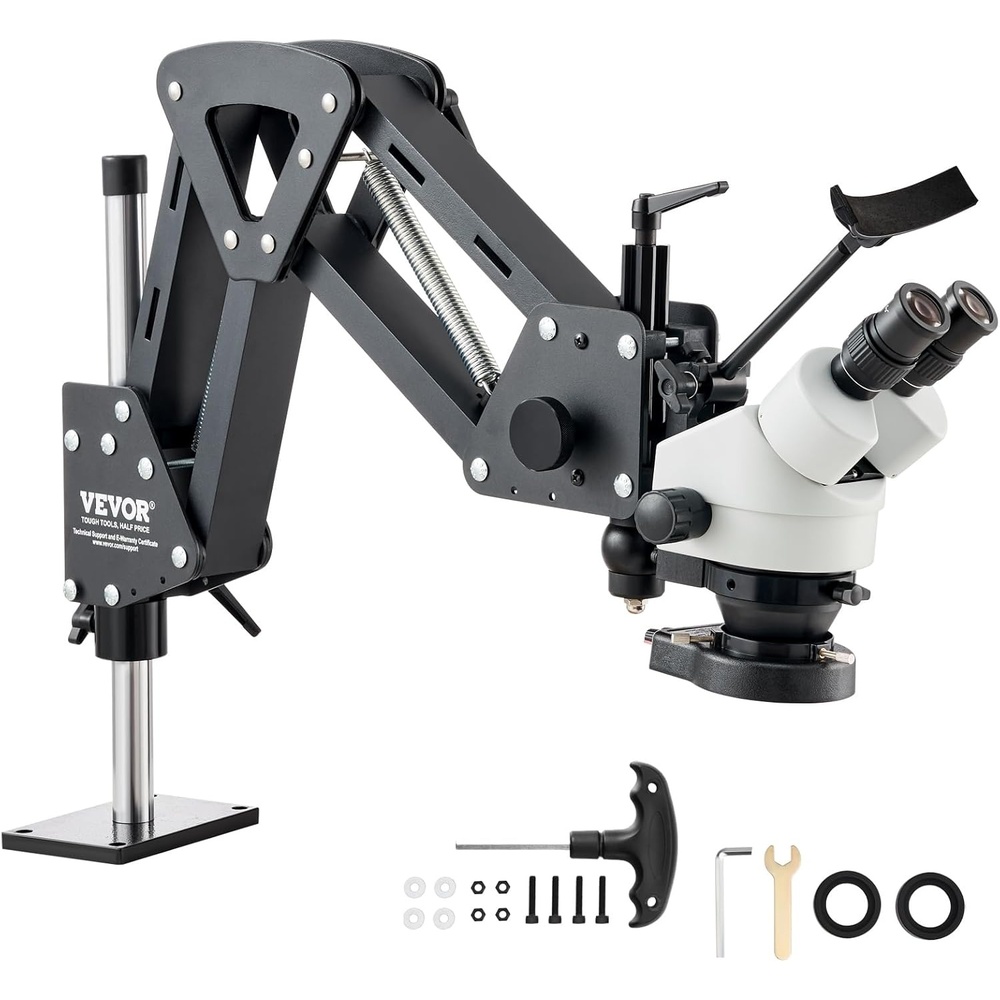 image:imageVEVOR Micro Inlaid Mirror MultiDirectional Microscope with Spring Bracket 7X45X MultiDirectional MicroSetting Microscope Jewelry ToolsLED Ring Light