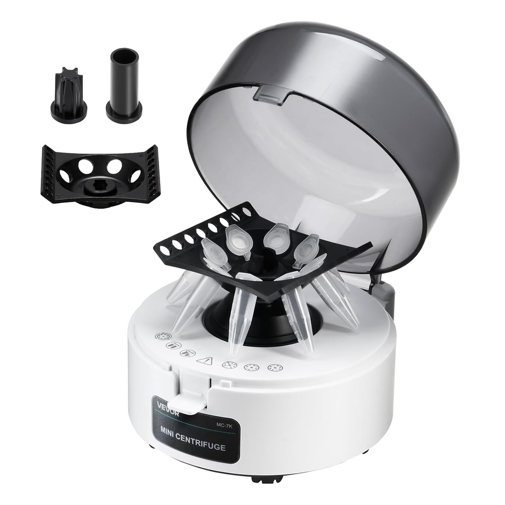 image:imageVEVOR Mini Centrifuge Machine 3013xg RCF Electric Laboratory Centrifuge Machine with 2in1 Rotor for 02152ml Tube Capacity Fixed Speed 7000rmin Low Noise Widely Used in Various Experiments2ML