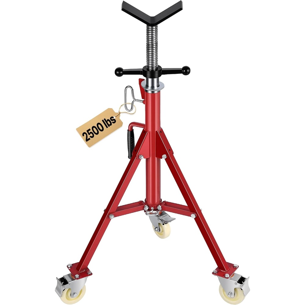 image:imageVEVOR Pipe Stand Pipe Stands with Casters Adjustable Height 2852 Inch V Head Pipe Stand 882 LB Folding Portable Pipe Stands 18 to 12 Inch Pipe Supporting Steel Stand2037 Inch