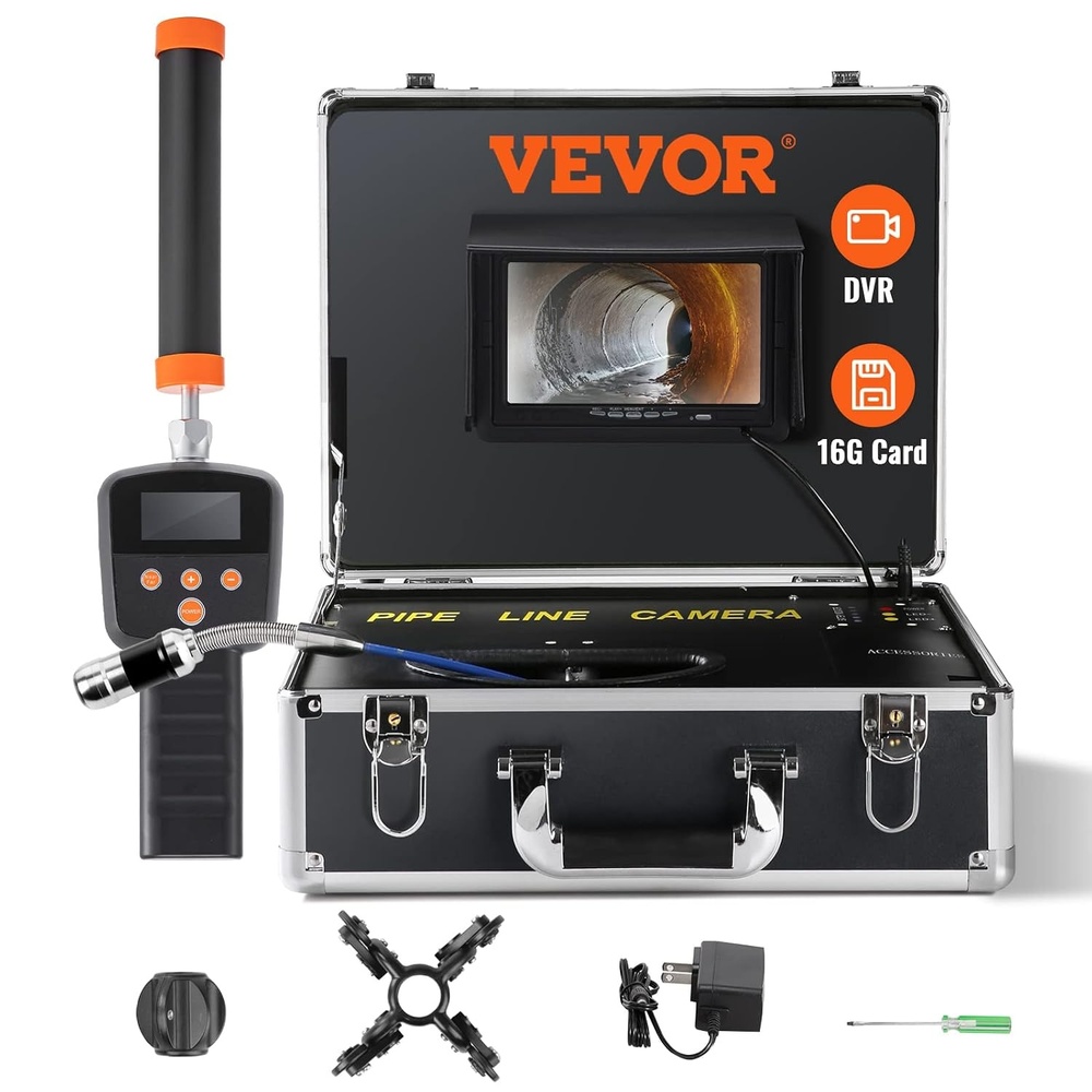 image:imageVEVOR Sewer Camera with 512Hz Locator 165 ft50 m 9 Drain Inspection Camera with SelfLeveling 36X Zoom Plumbing Cameras with Lights12 LED 32GB Card IP68 Waterproof Snake Cameras for Duct Pipe131ft40m