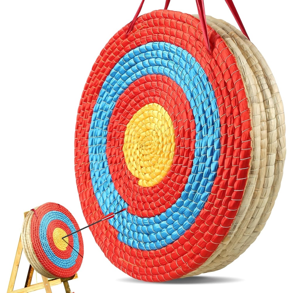 image:imageVEVOR Straw Archery Targets 20 Round Archery Target for Backyard Traditional Solid Straw RedStraw Target 5 Layers