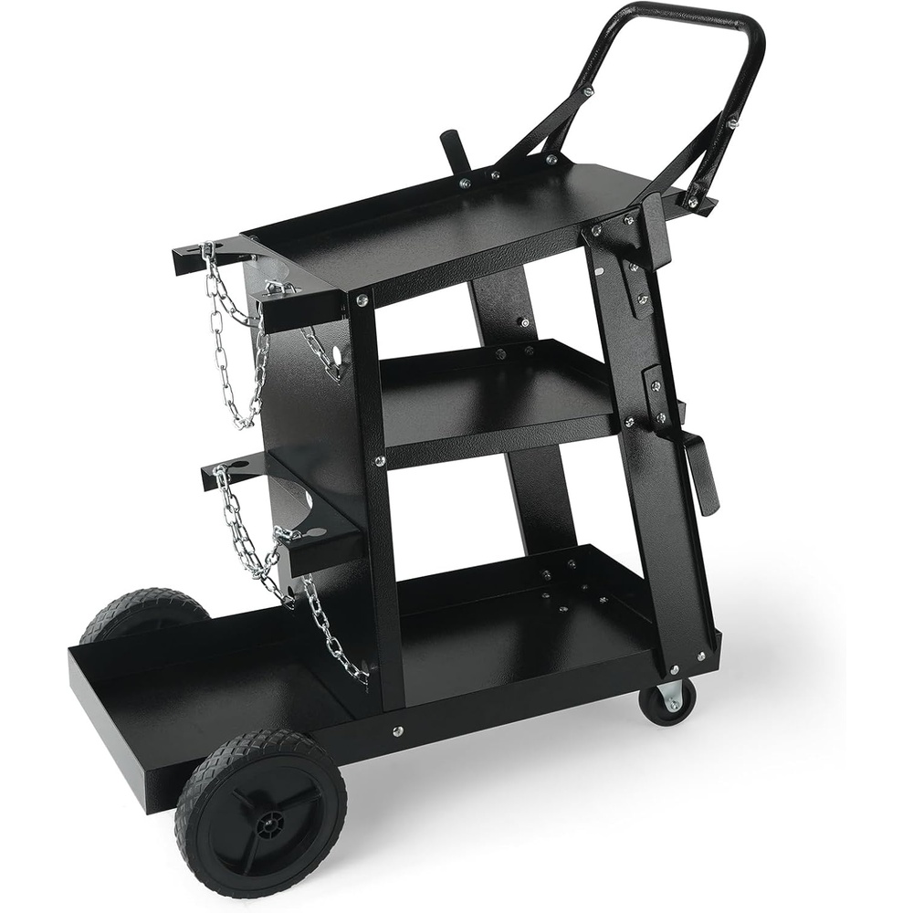 image:imageVEVOR Welding Cart 3Tier Welder Cart Heavy Duty with 400 Lbs Weight Capacity 360 Swivel Wheels Tank Storage Safety Chains Rolling MIG Welder Cart for TIG ARC MMA Plasma Cutter Welding Machine3Tier