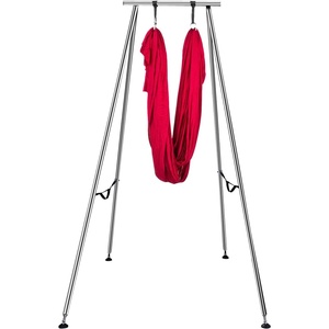 Happybuy Yoga Sling Inversion, 9.6 FT Inversion Yoga Swing Stand 68lbs, 551lbs/250kg Aerial Yoga Frame with 236in/6m Yoga Swing Inversion Sling Body Yoga Bundle Safety Belts(Red)