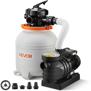 VEVOR 10 in Sand Filter Pump for Above Ground Pool, 0.33 HP 3000 GPH, Swimming Pool Sand Filter Pump with Pre-Assembled Core & Leak-Resistant Design, 6-Way Valve, High-Efficiency Filtration for Pools(13-inch)