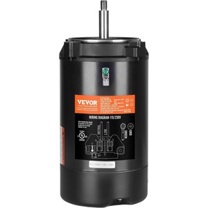 VEVOR 1.5 HP Pool Pump Motor, 56J Frame, 115V(13.6 Amps)/230V(6.8 Amps) 3450 RPM, 60Hz, 1.3 Service Factor, 90μF/250V Capacitor, CCW Rotation Round Flange Replacement Motor(1HP)