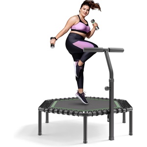 VEVOR 54.5 Inch Mini Trampoline, 450 lbs Max Load Fitness Rebounder, Stable & Quiet Small Trampoline with 3 Levels Height Adjustable & Foam Handle, Exercise Rebounder for Adults Indoor/Garden Workout