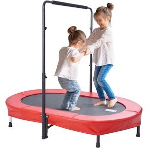 VEVOR 5FT Trampoline 50″/55″/56 * 35″ for Indoor/Outdoor use for Toddlers, Foldable Mini Baby with Foam Handle, Recreational Birthday Gift(Red)