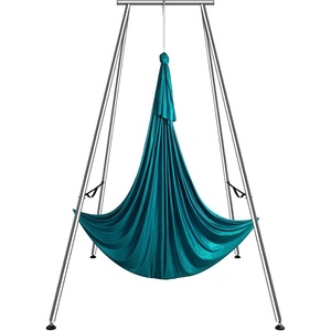 VEVOR Adjustable Yoga Aerial Rig, Aerial Silk Stands with Height Adjustable 5-11FT, Portable Stainless Steel Rig& Aluminum Frame Legs, Fit with Hoops/Lyra/Silks/Hammock(Green)