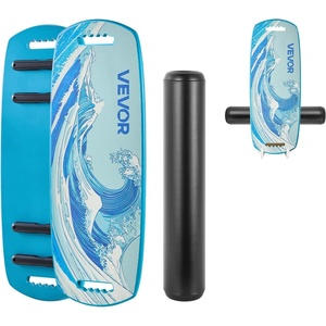 VEVOR Balance Board, 2-in-1 Wobble Board Trainer for Adults, Premium Wooden Balance Training Equipment, with Roller, Magnetic Stoppers, Storage Rack, for Core Workouts, Surf Trainer & Physical Therapy(30 inch)
