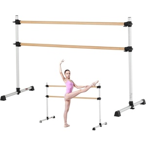 VEVOR Ballet Barre, Barre Bar for Home, Freestanding Portable Ballet Stretching Dance Bars, Height Adjustable Anti-Wobble Fitness Gym Studio Equipment(natural wood color)