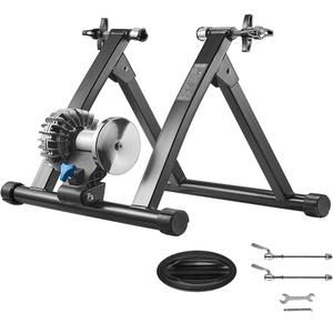 VEVOR Bike Trainer, 26-29 Inch & 700C Wheels, Foldable Fluid Bicycle Stationary Trainer Stand for Indoor Exercise Riding with Quick Release Skewer & Front Wheel Riser Block, Fits Road Bikes, Black
