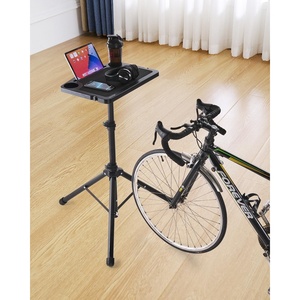 VEVOR Cycling Desk, Adjustable Bike Trainer & Treadmill Desk with Triangle Support, Non-Slip Multi-Slot Bike Trainer Fitness Desk with Handle Bar, Fit for Home Office Exercise(Fixed Cycling Desk)