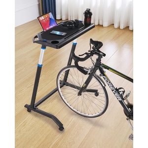 VEVOR Cycling Desk, Adjustable Bike Trainer & Treadmill Desk with Triangle Support, Non-Slip Multi-Slot Bike Trainer Fitness Desk with Handle Bar, Fit for Home Office Exercise(Mobile Cycling Desk)