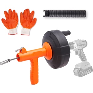 VEVOR Drain Auger 25Ft, Plumbing Snake Auto Feed, Plumbers Snake with Drill Attachment, Pipe Snake Drain Clog Remover for Kitchen Bathroom Shower Sink with Protective Hose and Gloves(Auto-Feed)