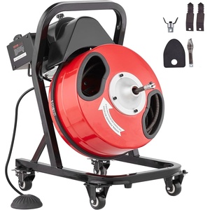 VEVOR Drain Cleaner Machine 100 FT x 1/2 Inch, Auto Feed Sewer Snake Auger, Portable Drain Cleaning Machine with Climbing Wheels, Adjustable Drum, 8 Cutters & Foot Switch for 2″ to 6″ Pipes(50 FT x 1/2” Manual Feed)