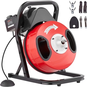VEVOR Drain Cleaner Machine 50 FT x 1/2 Inch, Manual Feed Sewer Snake Auger with 4 Cutters & Air-Activated Foot Switch for 2″ to 6″ Pipes(50 FT x 1/2”)