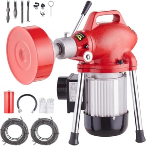 VEVOR Drain Cleaner Machine 66FT x 5/8 Inch, 250W Electric Sewer Snake Auger with 2 Sectional Steel Cables (66′ x 5/8″ and 15′ x 3/8″), 7 Cutters and CW/CCW Control for 1.6″ to 4″ Pipes(120Ft x 5/8Inch & 7 Cutters)