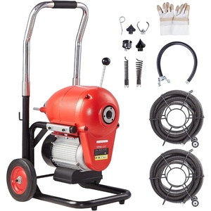 VEVOR Drain Cleaner Machine 66FT x 5/8 Inch, 250W Electric Sewer Snake Auger with 2 Sectional Steel Cables (66′ x 5/8″ and 15′ x 3/8″), 7 Cutters and CW/CCW Control for 1.6″ to 4″ Pipes(120Ft x 6/5Inch & 6 Cutters)